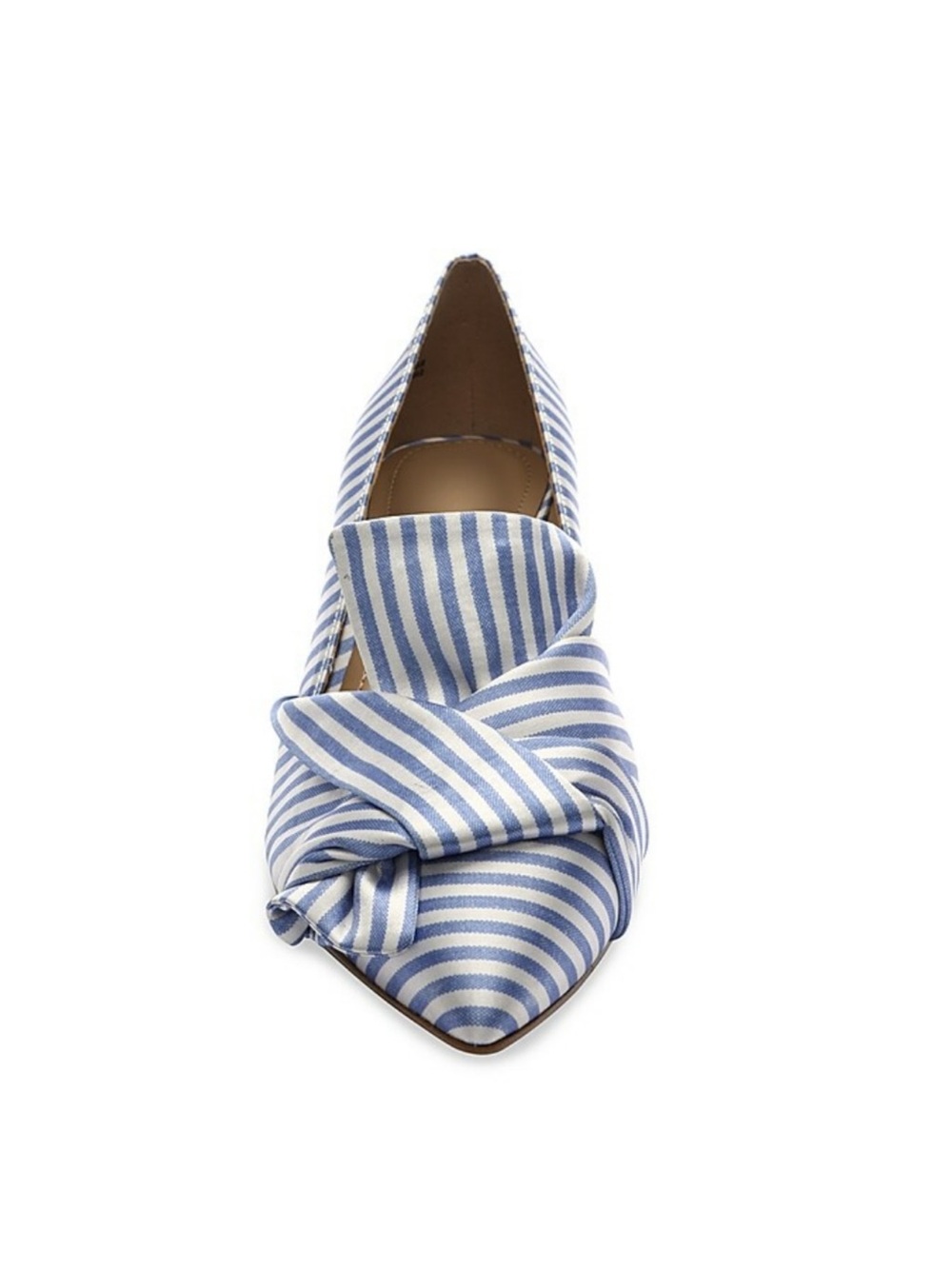 Gunmetal Gunnii Blue White Striped Knot Pointed-Toe Flats - Picture 2 of 10